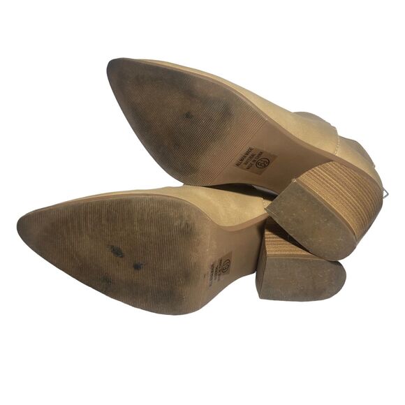 SODA Women's Chunky Heel Tan Beige Ankle Boots Booties Size 6.5 Pointed Toe Zip - Picture 11 of 13